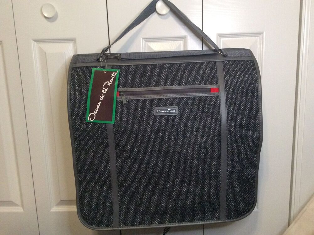 NWT Oscar De La Renta STUDIO Charcoal Tweed Garment Suit Bag Suit #23046-4